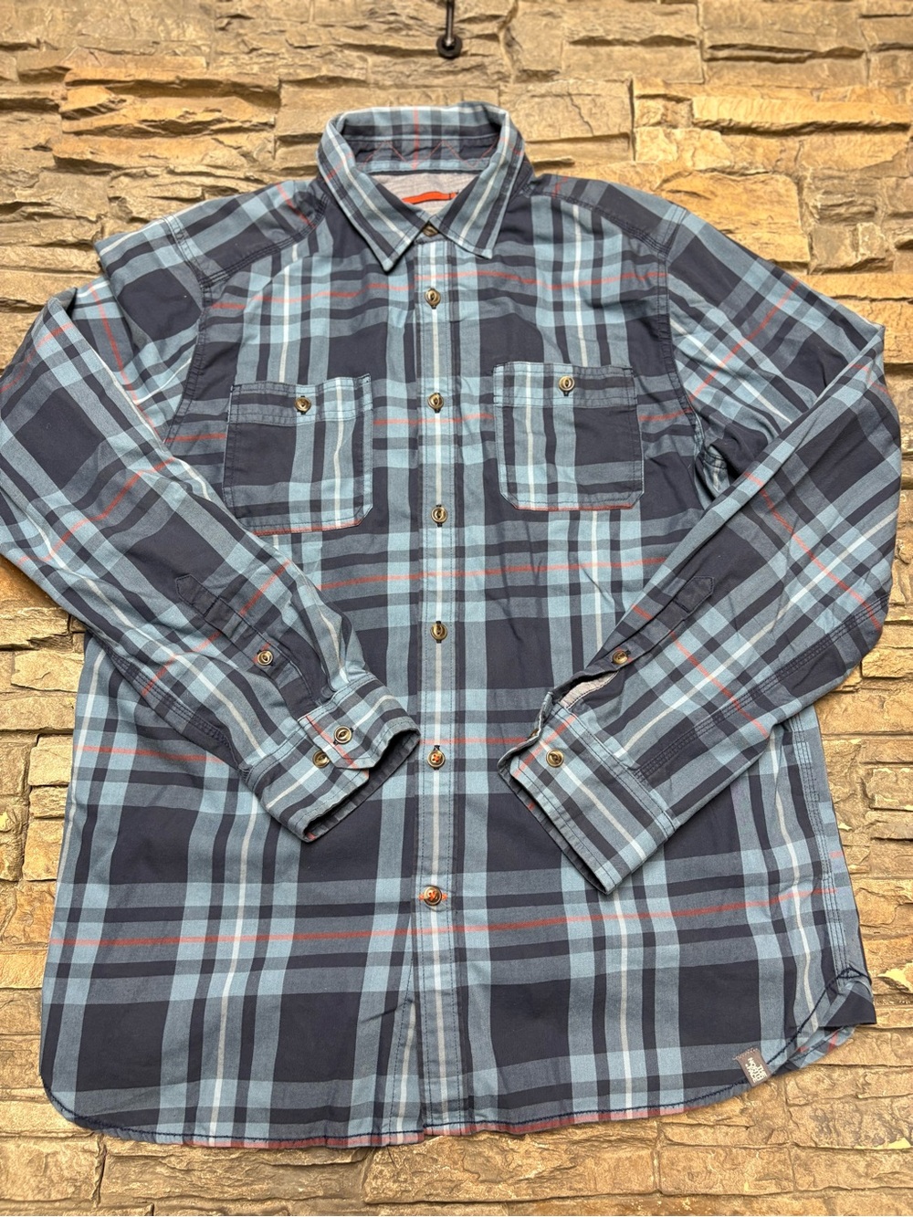 The North Face Men’s Button Down Shirt Sz L Plaid Casual Hiking Career Blue